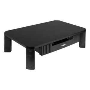 TooQ Soporte Elevador Multiusos con Cajón para Monitor/Portátil, Negro