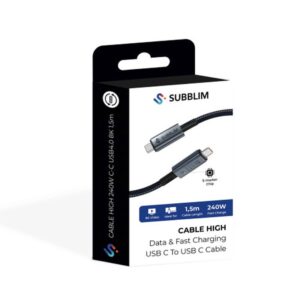 SUBBLIM CABLE HIGH 240w C-C USB4.0 8K 1,5m