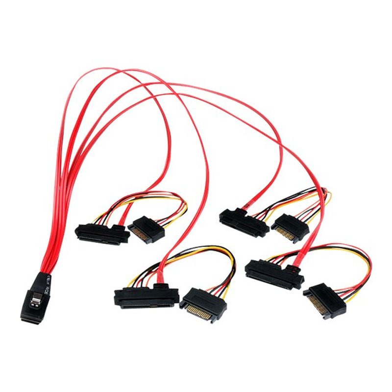 StarTech.com Cable de 50cm SAS Serial Attached SCSI SFF 8087 a 4x SATA Datos y Corriente Alimentación - Rojo StarTech.com Cable de 50cm SAS Serial Attached SCSI SFF 8087 a 4x SATA Datos y Corriente Alimentación - Rojo