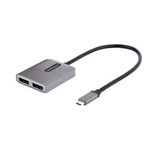 StarTech.com Hub MST USB-C de 2 Puertos - Adaptador de Pantalla USB Tipo C a 2 Puertos DisplayPort 4K 60Hz - Multiplicador MST USB C a 2x DP con Modo Alt de DP 1.4 DSC - Cable de 30cm - para Windows