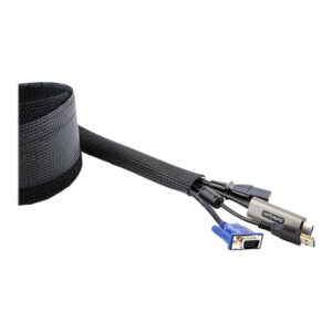 StarTech.com Manga de 3m de Gestión de Cableado, Conducto Pasacables Flexible de Cortar, 3cm de Dia. Manga Ocultacables de Poliéster para Administración de Cables, Negro