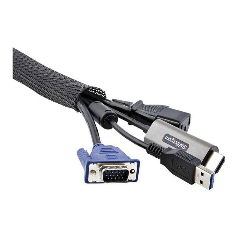 StarTech.com Manga de 3m de Gestión de Cableado, Conducto Pasacables Flexible de Cortar, 3cm de Dia. Manga Ocultacables de Poliéster para Administración de Cables, Negro - Imagen 9