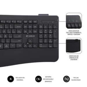 TECLADO + MOUSE SUBBLIM WIRELESS ERGO OFFICE PROWAVE DUAL BLACK TECLADO + MOUSE SUBBLIM WIRELESS ERGO OFFICE PROWAVE DUAL BLACK