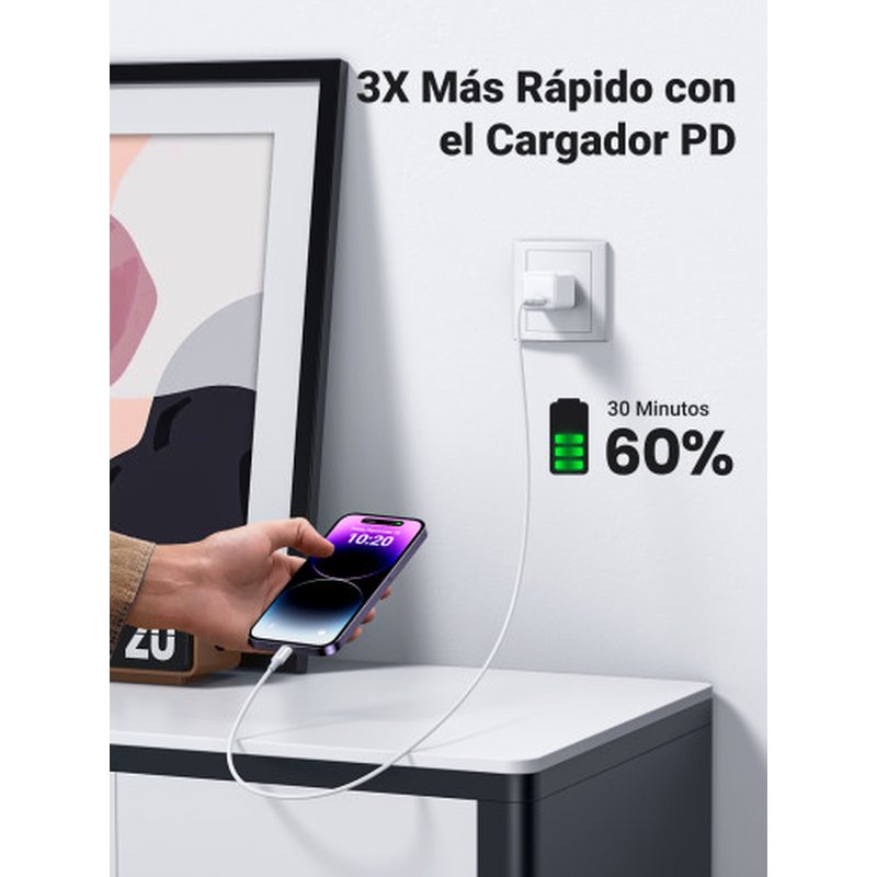 Ugreen 10493 cable de conector Lightning 1 m Blanco Ugreen 10493 cable de conector Lightning 1 m Blanco - Imagen 4