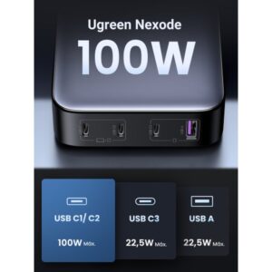 Ugreen Nexode Universal Gris Corriente alterna Carga rápida Interior Ugreen Nexode Universal Gris Corriente alterna Carga rápida Interior