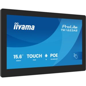 iiyama TW1623AS-B3P pantalla de señalización Panel plano interactivo 39,6 cm (15.6") LED Wifi 450 cd / m² Full HD Negro Pantalla táctil Procesador incorporado Android 24/7