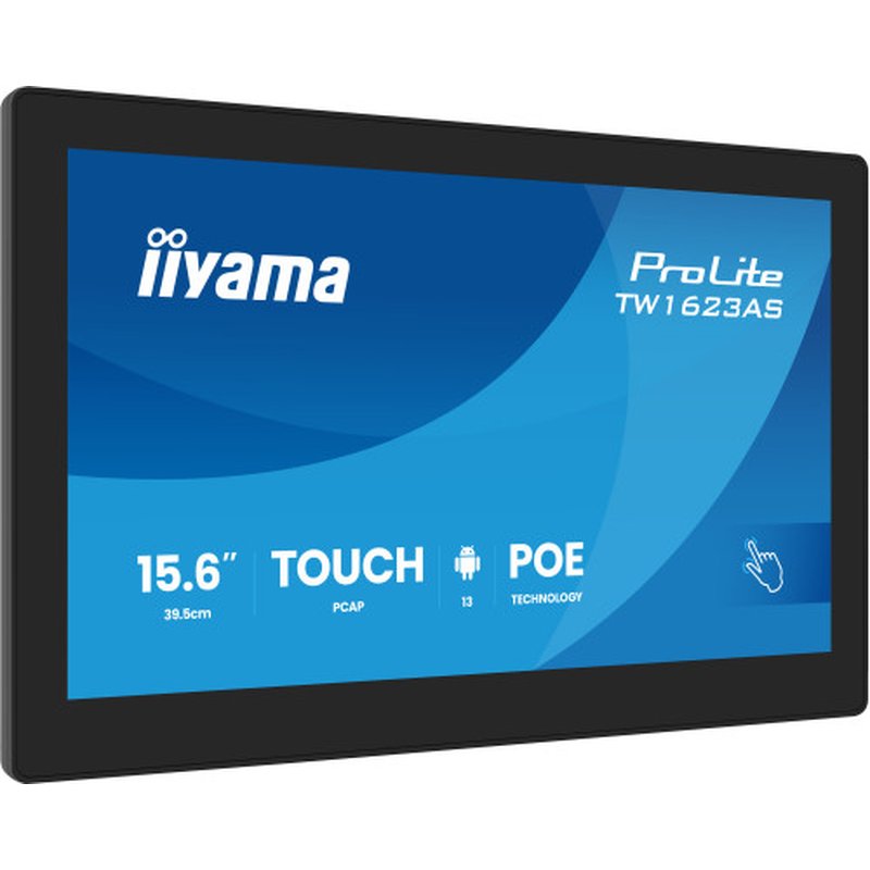 iiyama TW1623AS-B3P pantalla de señalización Panel plano interactivo 39,6 cm (15.6") LED Wifi 450 cd / m² Full HD Negro Pantalla táctil Procesador incorporado Android 24/7 iiyama TW1623AS-B3P pantalla de señalización Panel plano interactivo 39,6 cm (15.6") LED Wifi 450 cd / m² Full HD Negro Pantalla táctil Procesador incorporado Android 24/7