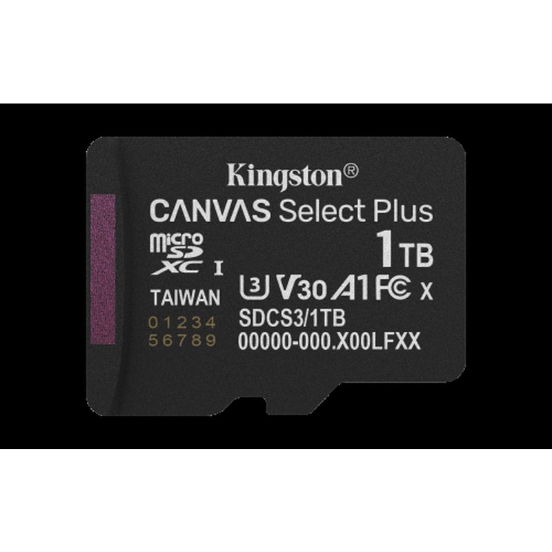 Kingston Technology 1TB microSDXC Canvas Select Plus Gen3 150MB/s A1 (Incluye adaptador de SD) Kingston Technology 1TB microSDXC Canvas Select Plus Gen3 150MB/s A1 (Incluye adaptador de SD) - Imagen 3