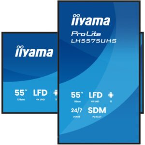 iiyama LH5575UHS-B2AG pantalla de señalización Pantalla plana para señalización digital 138,7 cm (54.6") LCD Wifi 500 cd / m² 4K Ultra HD Negro Procesador incorporado Android 11 24/7
