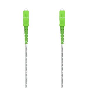AISENS Cable Fibra Óptica Latiguillo G657A2 3.0 9/125 SMF Simplex CPR DCA LSZH, SC/APC-SC/APC, Blanco, 1.0 m