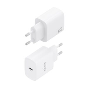 AISENS Cargador GaN 30W, 1xUSB-C PD3.0, Blanco