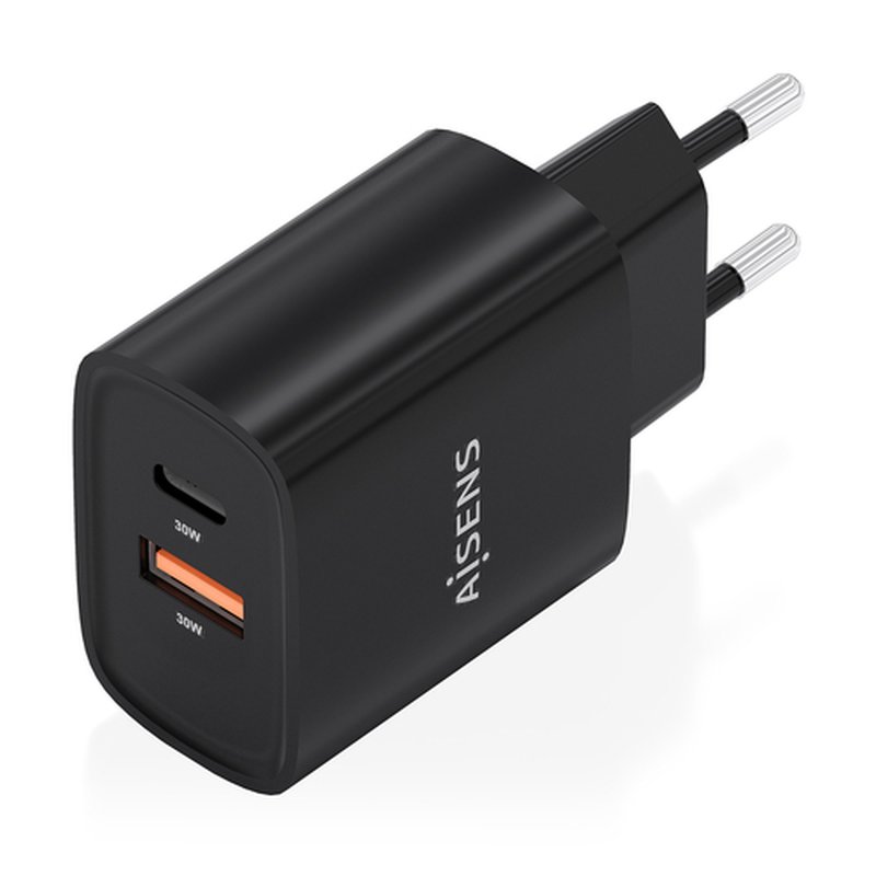 AISENS Cargador GaN 30W, 1xUSB-C PD3.0 QC4.0, 1xUSB-A QC3.0, Negro AISENS Cargador GaN 30W, 1xUSB-C PD3.0 QC4.0, 1xUSB-A QC3.0, Negro - Imagen 2