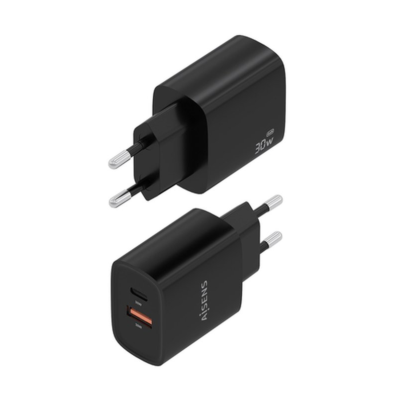 AISENS Cargador GaN 30W, 1xUSB-C PD3.0 QC4.0, 1xUSB-A QC3.0, Negro AISENS Cargador GaN 30W, 1xUSB-C PD3.0 QC4.0, 1xUSB-A QC3.0, Negro - Imagen 3