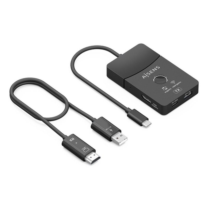 AISENS Docking USB-C a HDMI 1080P@60Hz (Inalámbrico) 30M, 1xHDMI 4K60HZ (Cable) 2xUSB-C 1xUSB-A 1xUSB-C PD 100W, Negro