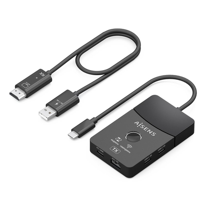 AISENS Docking USB-C a HDMI 1080P@60Hz (Inalámbrico) 30M, 1xHDMI 4K60HZ (Cable) 2xUSB-C 1xUSB-A 1xUSB-C PD 100W, Negro - Imagen 2