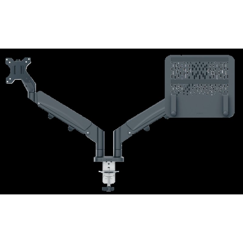 BRAZO DUAL PARA MONITOR Y PORTÁTIL ERGO SPACESAVING COLOR  GRIS OSCURO LEITZ 65380089