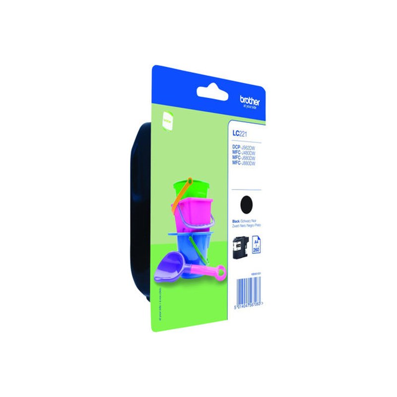 Brother LC221BKBP cartucho de tinta 1 pieza(s) Original Negro Brother LC221BKBP cartucho de tinta 1 pieza(s) Original Negro