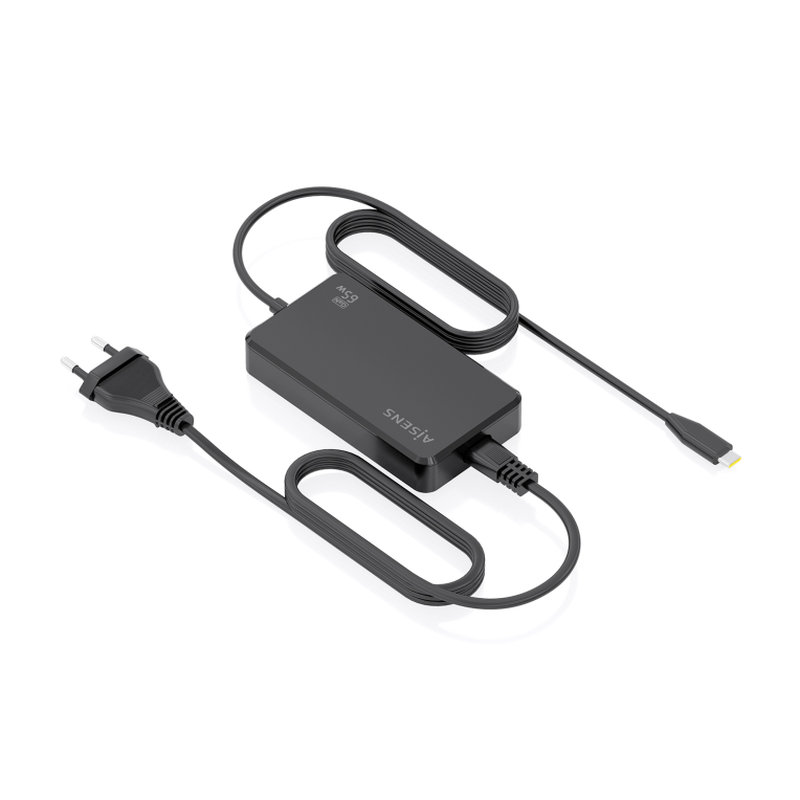 AISENS Cargador De Sobremesa GaN 65W PD3.0 1xUSB-C 1.8m, Negro