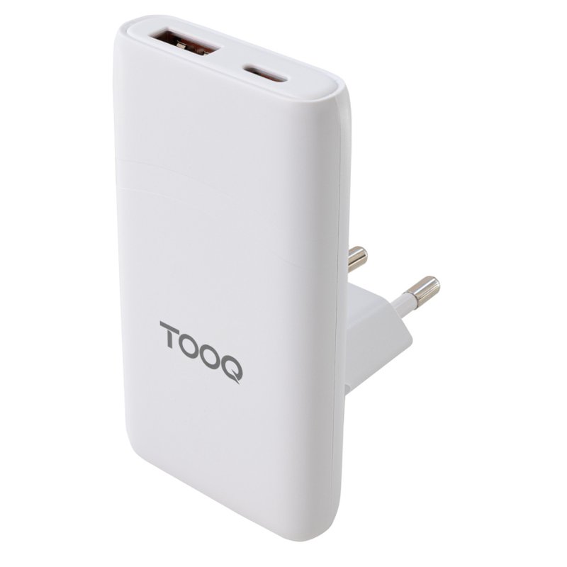 CARGADOR TOOQ PARED GAN USB-C/PD+USB-A/QC 65W, BLANCO CARGADOR TOOQ PARED GAN USB-C/PD+USB-A/QC 65W, BLANCO