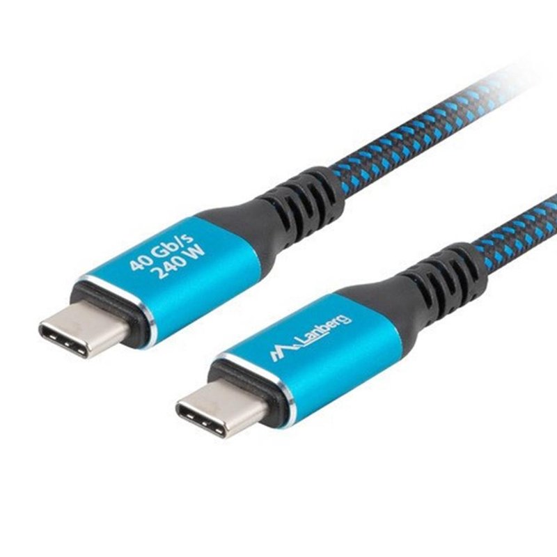 CABLE USB-C 4.0 LANBERG MACHO/MACHO 1.5M 240W 8K 60HZ NEGRO/AZUL CABLE USB-C 4.0 LANBERG MACHO/MACHO 1.5M 240W 8K 60HZ NEGRO/AZUL