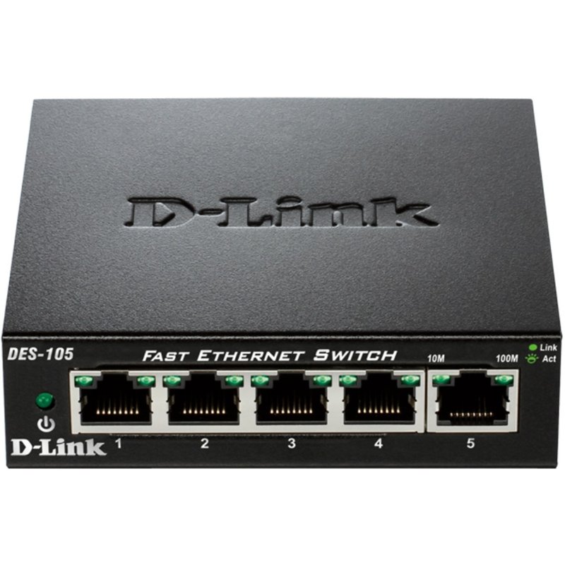 D-Link DES-105 switch No administrado Negro D-Link DES-105 switch No administrado Negro