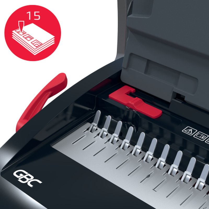 GBC CombBind CB15 Encuadernadora de canutillo 165 hojas Negro, Rojo - Imagen 4