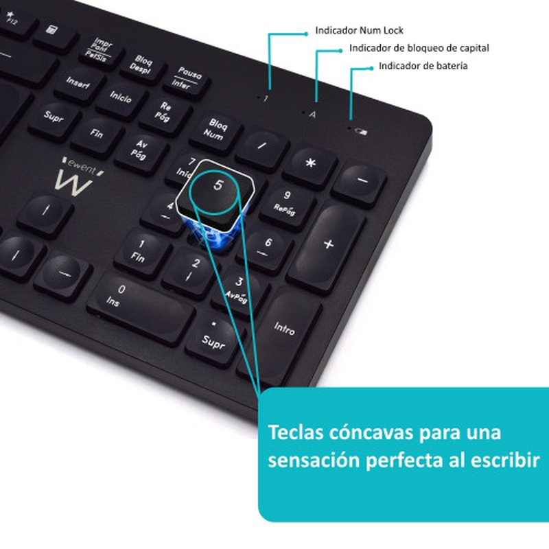 Ewent EW3256 teclado Ratón incluido RF inalámbrico QWERTY Español Negro Ewent EW3256 teclado Ratón incluido RF inalámbrico QWERTY Español Negro - Imagen 3