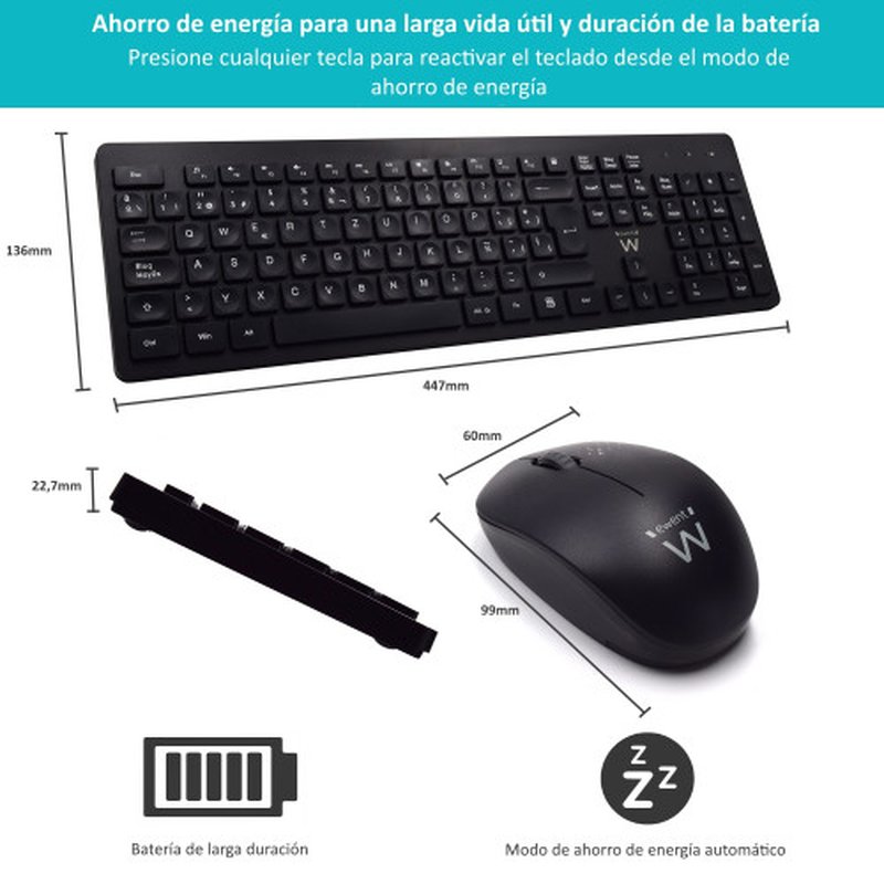 Ewent EW3256 teclado Ratón incluido RF inalámbrico QWERTY Español Negro Ewent EW3256 teclado Ratón incluido RF inalámbrico QWERTY Español Negro - Imagen 6