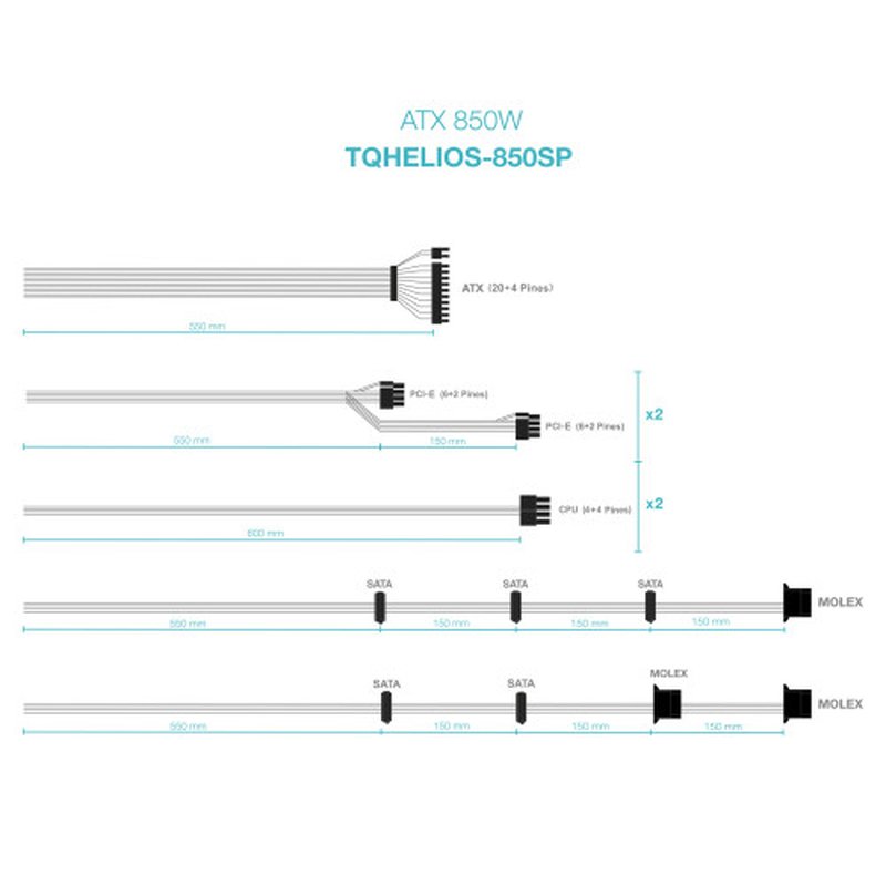 TooQ Fuente de alimentación ATX 850W APFC 80Plus Bronze TooQ Fuente de alimentación ATX 850W APFC 80Plus Bronze - Imagen 5