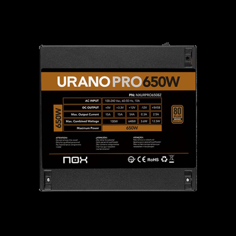 FUENTE ALIMENTACION ATX NOX URANO PRO 650W BRONZE FUENTE ALIMENTACION ATX NOX URANO PRO 650W BRONZE - Imagen 8