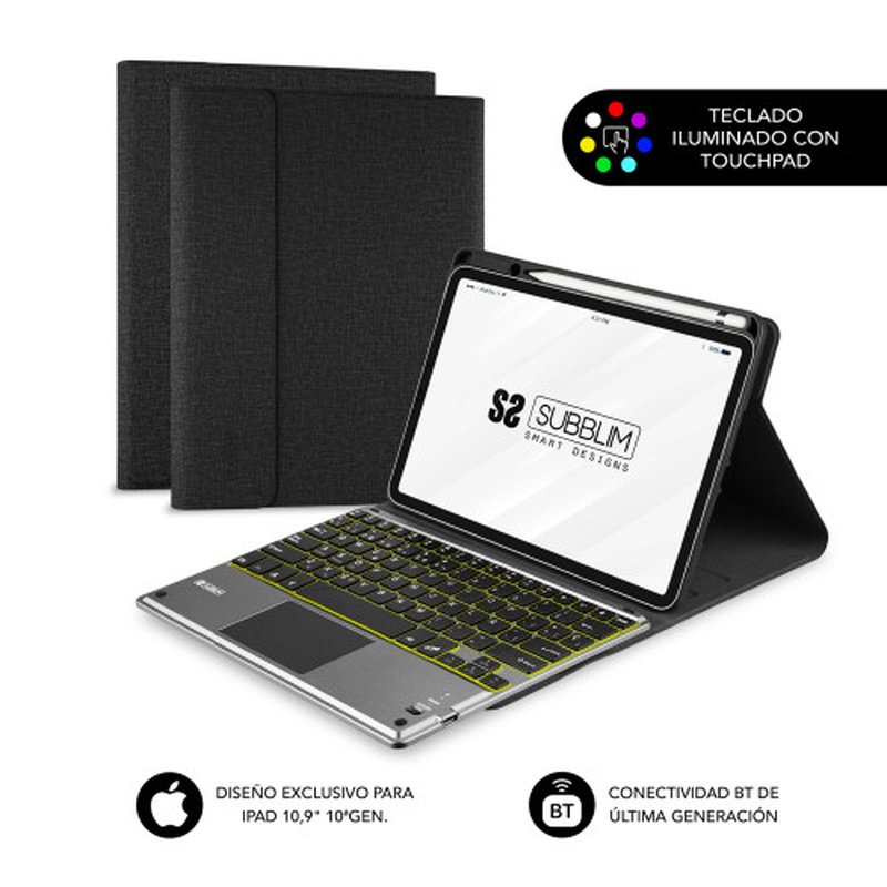 FUNDA TABLET SUBBLIM KEYTAB PRO + TECLADO BLUETOOTH TOUCHPAD BLACK IPAD 10.9" / 11" FUNDA TABLET SUBBLIM KEYTAB PRO + TECLADO BLUETOOTH TOUCHPAD BLACK IPAD 10.9" / 11" - Imagen 2