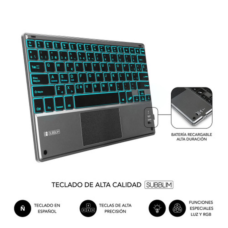 FUNDA TABLET SUBBLIM KEYTAB PRO + TECLADO BLUETOOTH TOUCHPAD BLACK IPAD 10.9" / 11" FUNDA TABLET SUBBLIM KEYTAB PRO + TECLADO BLUETOOTH TOUCHPAD BLACK IPAD 10.9" / 11" - Imagen 7