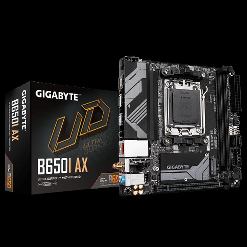 GIGABYTE B650I AX Placa base - AMD Ryzen serie 9000, VRM de 5+2+1 fases, hasta 6400 MHz DDR5 (OC), 1xPCIe 4.0 M.2, LAN 2,5 GbE, WIFI 6E, USB 3.2 Gen 2