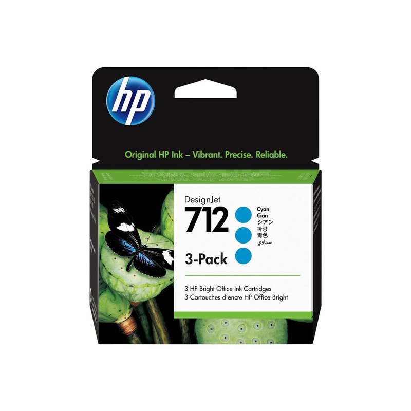 HP Paquete de 3 cartuchos de Tinta DesignJet 712 cian de 29 ml