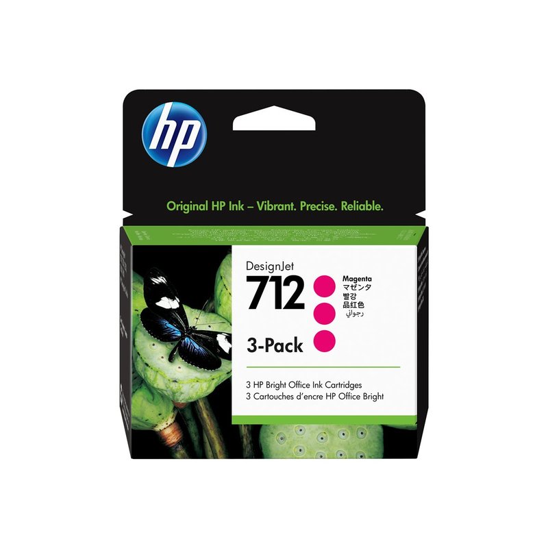 HP Paquete de 3 cartuchos de Tinta DesignJet 712 magenta de 29 ml
