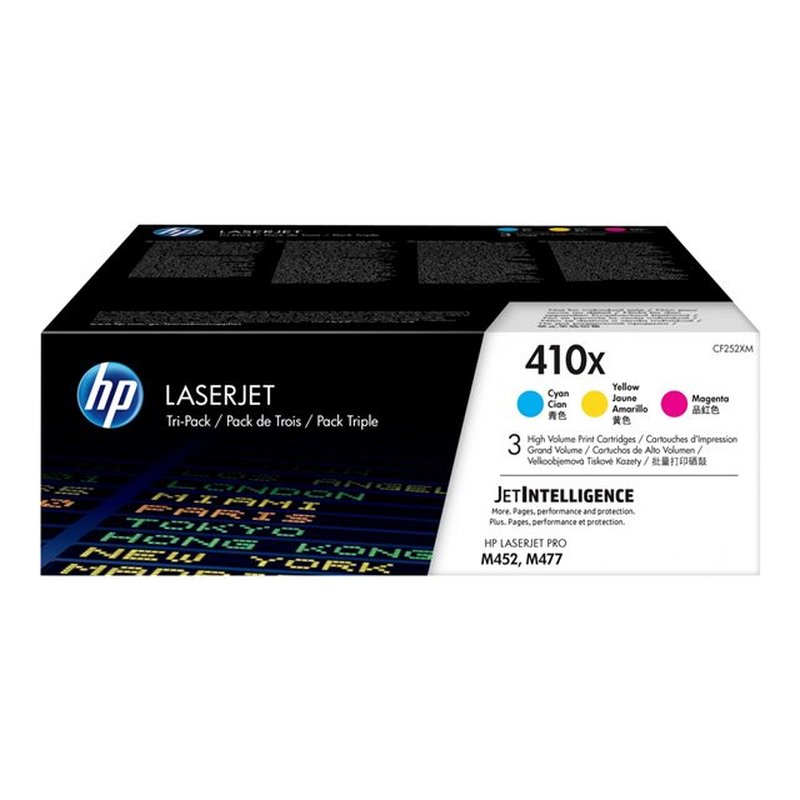 HP Paquete de 3 cartuchos de tóner cian/magenta/amarillo Originales LaserJet 410X de alta capacidad