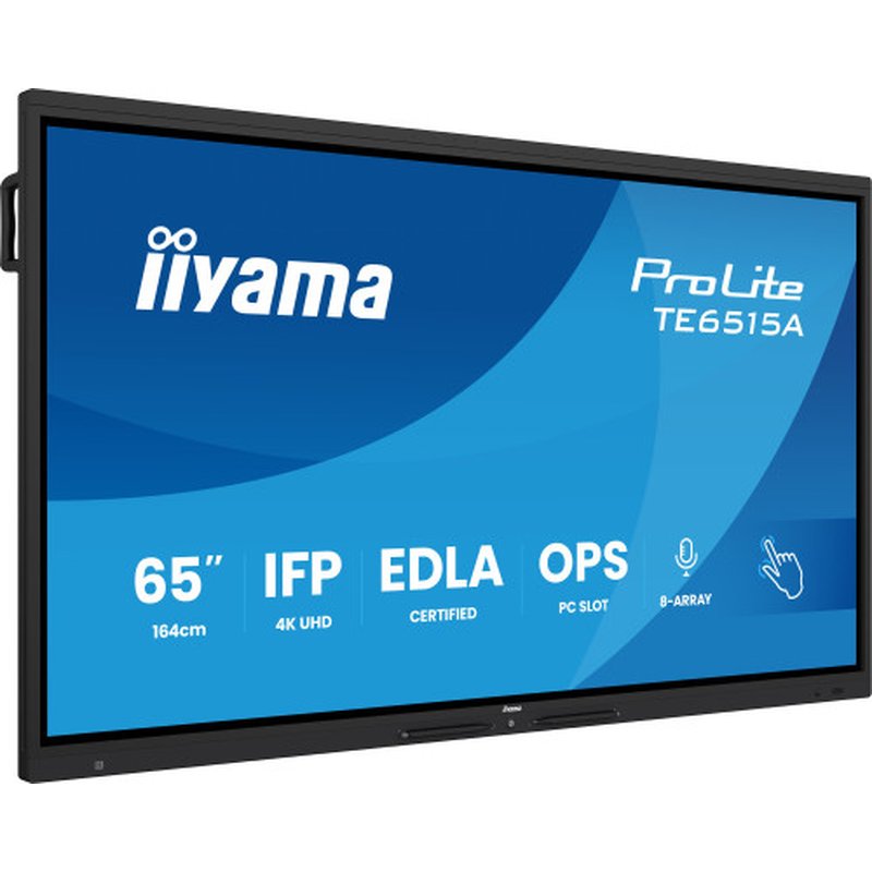 iiyama TE6515A-B1AG pantalla de señalización Panel plano interactivo 163,8 cm (64.5") Wifi 550 cd / m² 4K Ultra HD Negro Pantalla táctil Procesador incorporado Android iiyama TE6515A-B1AG pantalla de señalización Panel plano interactivo 163,8 cm (64.5") Wifi 550 cd / m² 4K Ultra HD Negro Pantalla táctil Procesador incorporado Android