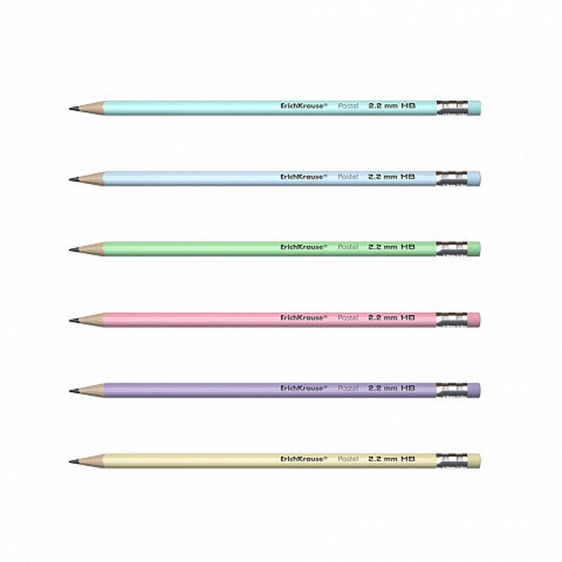 LÁPIZ DE GRAFITO TRIANGULAR CON GOMA PASTEL HB ERICH KRAUSE 56006 | PACK 12 UNIDADES - Imagen 2