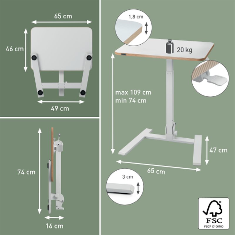 MESA ELEVABLE PEQUEÑA PLEGABLE ERGO LEITZ 65880001 MESA ELEVABLE PEQUEÑA PLEGABLE ERGO LEITZ 65880001 - Imagen 4