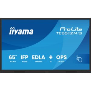 Alternative view of iiyama TE6512MIS-B4AG pantalla de señalización Panel plano interactivo 165,1 cm (65") LCD Wifi 400 cd / m² 4K Ultra HD Negro Pantalla táctil Procesador incorporado Android 24/7