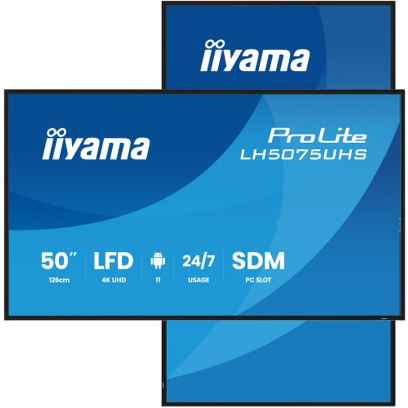 iiyama LH5075UHS-B2AG pantalla de señalización Pantalla plana para señalización digital 125,7 cm (49.5") LCD Wifi 500 cd / m² 4K Ultra HD Negro Procesador incorporado Android 11 24/7 iiyama LH5075UHS-B2AG pantalla de señalización Pantalla plana para señalización digital 125,7 cm (49.5") LCD Wifi 500 cd / m² 4K Ultra HD Negro Procesador incorporado Android 11 24/7