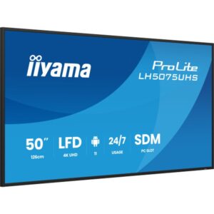 iiyama LH5075UHS-B2AG pantalla de señalización Pantalla plana para señalización digital 125,7 cm (49.5") LCD Wifi 500 cd / m² 4K Ultra HD Negro Procesador incorporado Android 11 24/7 iiyama LH5075UHS-B2AG pantalla de señalización Pantalla plana para señalización digital 125,7 cm (49.5") LCD Wifi 500 cd / m² 4K Ultra HD Negro Procesador incorporado Android 11 24/7