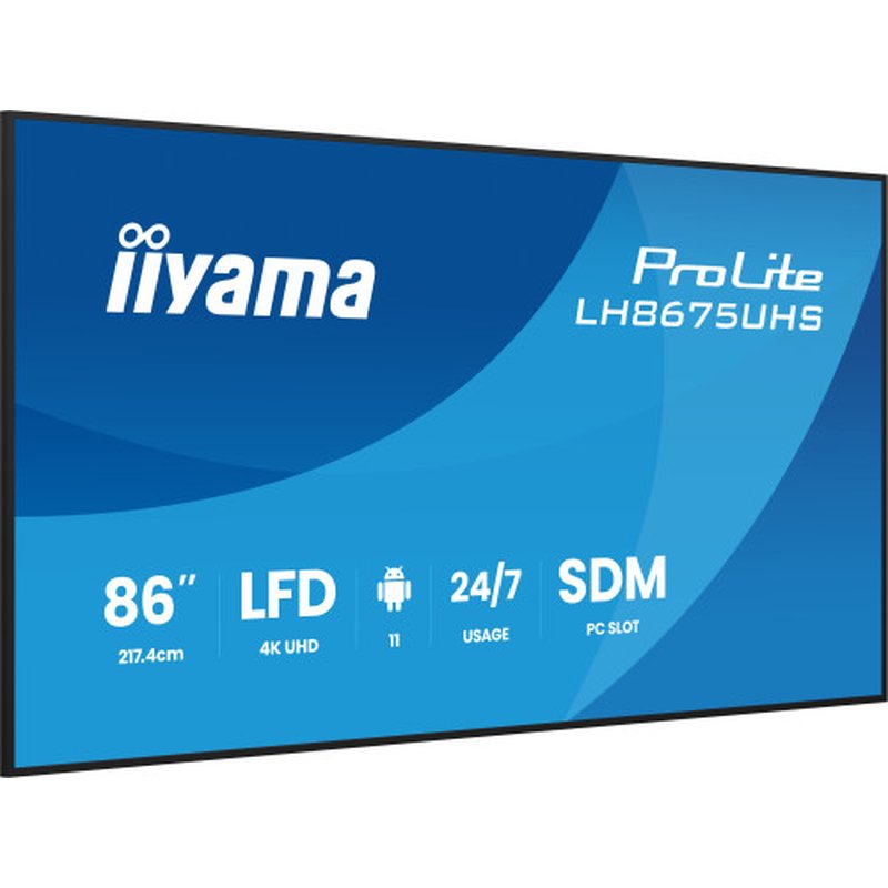iiyama LH8675UHS-B2AG pantalla de señalización Pantalla plana para señalización digital 2,17 m (85.6") LCD Wifi 500 cd / m² 4K Ultra HD Negro Procesador incorporado Android 11 24/7 iiyama LH8675UHS-B2AG pantalla de señalización Pantalla plana para señalización digital 2,17 m (85.6") LCD Wifi 500 cd / m² 4K Ultra HD Negro Procesador incorporado Android 11 24/7 - Imagen 4