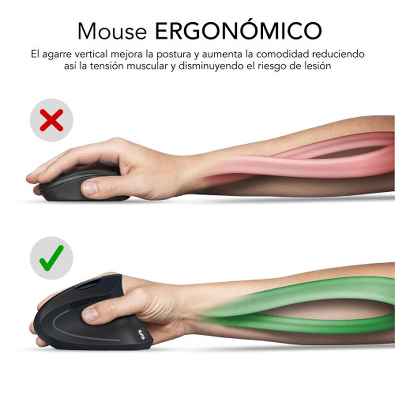 MOUSE SUBBLIM VERTICAL GLIDE ERGO WIRELESS BLUETOOTH DUAL BLACK - Imagen 5