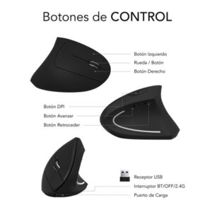 MOUSE SUBBLIM VERTICAL GLIDE ERGO WIRELESS BLUETOOTH DUAL BLACK