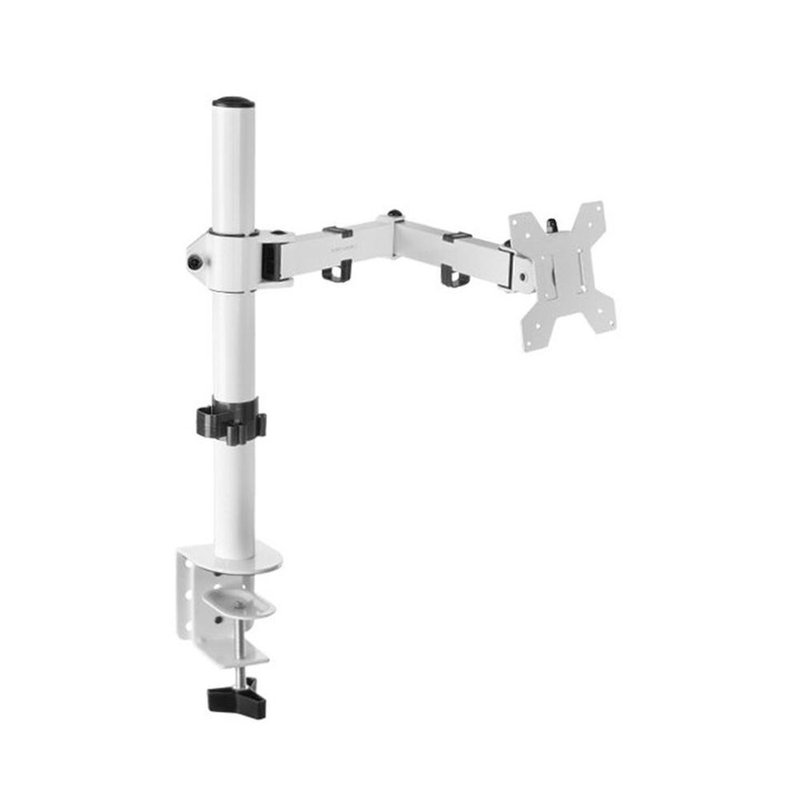 Mars Gaming MARM1 Blanco, Soporte de Monitor de Brazo para Pantallas Hasta 32”, Articulado y Regulable en Altura, Estructura Robusta, Compatible con VESA75 y VESA100