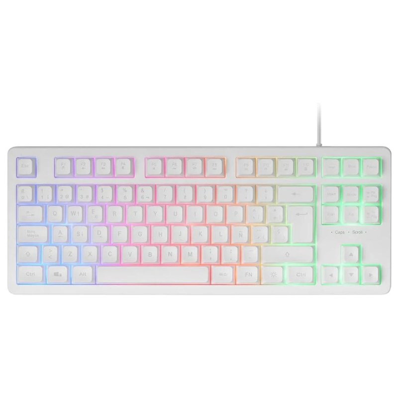 Mars Gaming MK023, Teclado Gaming TKL, Tecnología Híbrida H-Mech, Iluminación FRGB Rainbow, Anti-ghosting, Compatibilidad Universal, Blanco, Idioma Español Mars Gaming MK023, Teclado Gaming TKL, Tecnología Híbrida H-Mech, Iluminación FRGB Rainbow, Anti-ghosting, Compatibilidad Universal, Blanco, Idioma Español