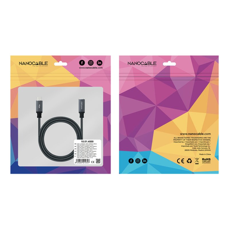 Nanocable 10.01.4502-COMB cable USB USB 3.2 Gen 2x2 2 m USB C Negro - Imagen 6