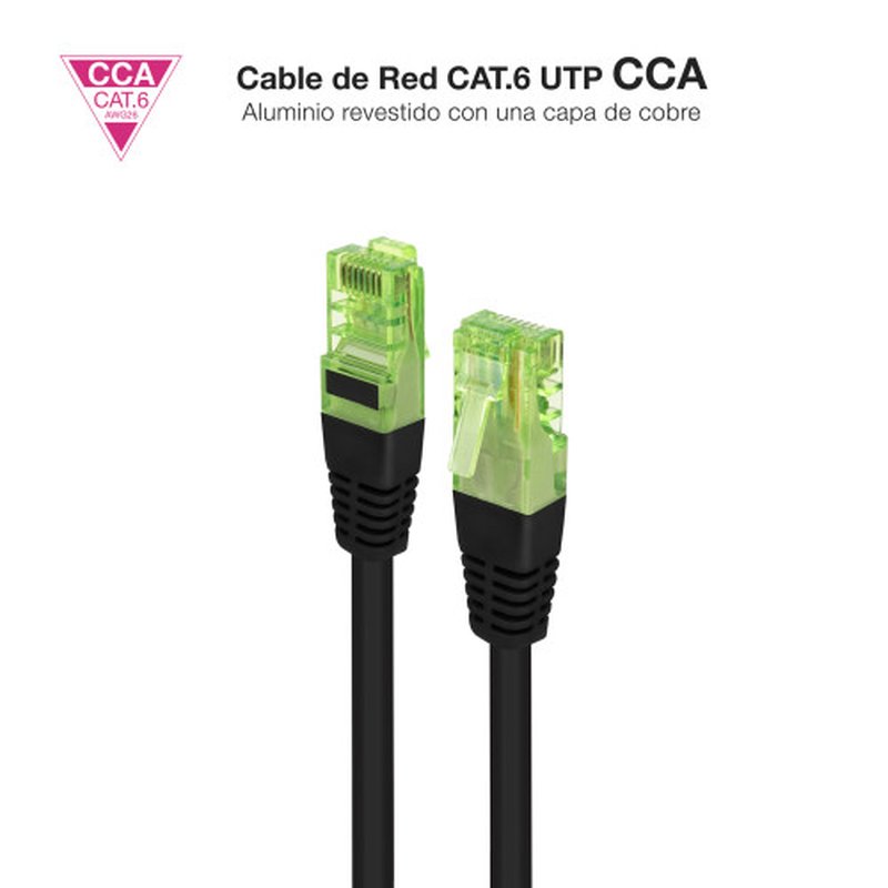 Nanocable Cable de Red Latiguillo RJ45 CAT.6 UTP AWG26 CCA, Negro, 3 m - Imagen 3