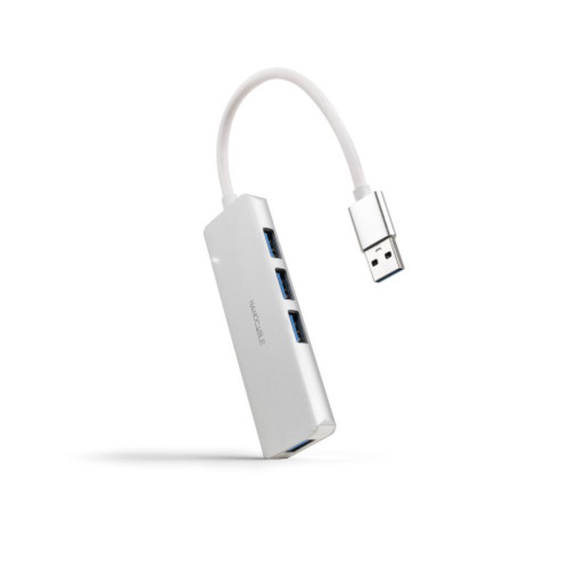 Nanocable Hub USB-A 3.0. a 4xUSB3.0, USB-A/M-USB 3.0/H, Aluminio, Color Plata, 18 cm Nanocable Hub USB-A 3.0. a 4xUSB3.0, USB-A/M-USB 3.0/H, Aluminio, Color Plata, 18 cm